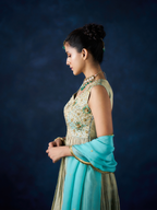 Azure anarkali set