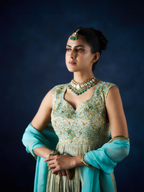 Azure anarkali set