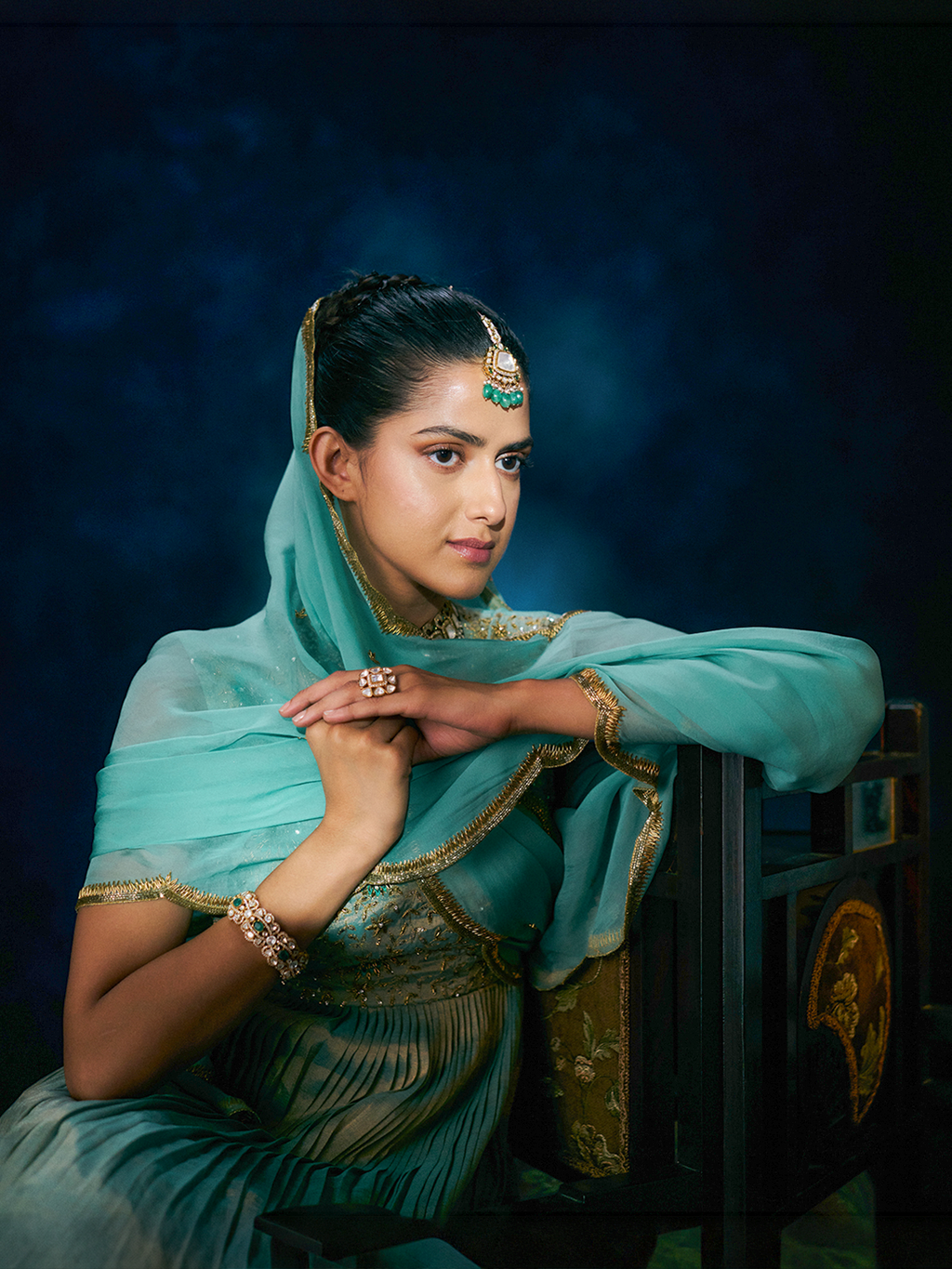 Azure anarkali set