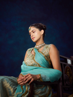 Azure anarkali set