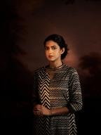 Chevron Kurta Set. Contemporary Cotton Ethnic Wear