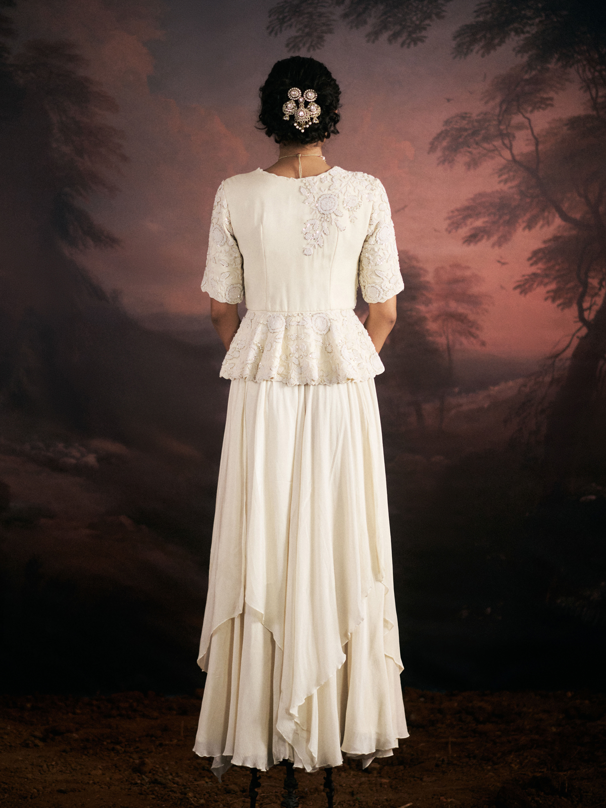 Ivory Festive Co-Ord Set. Luxury Wedding Wear.