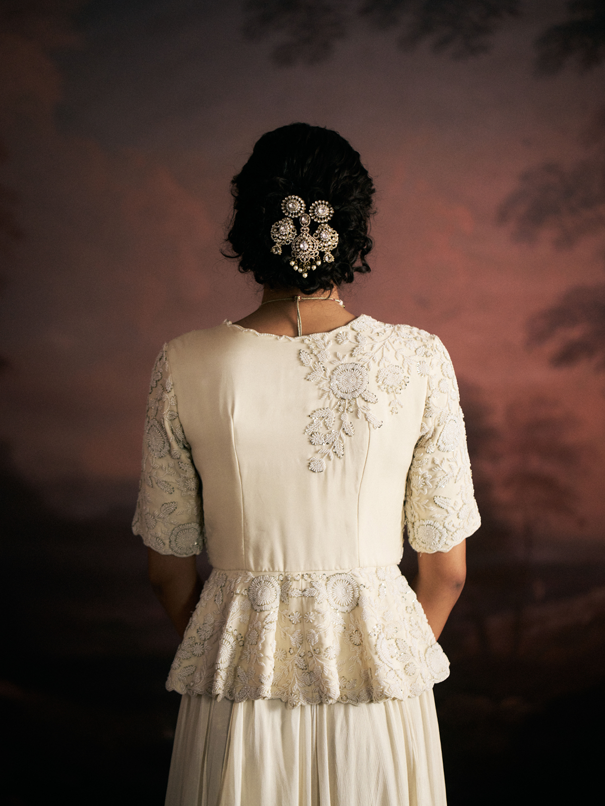 Ivory Festive Co-Ord Set. Luxury Wedding Wear.