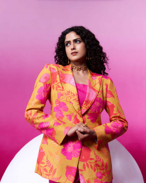 Anaar Bloom Mustard Yellow Over Sized Blazer 