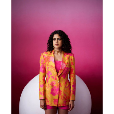 Anaar Bloom Mustard Yellow Over Sized Blazer 