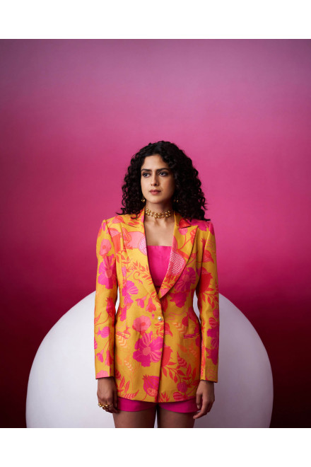 Anaar Bloom Mustard Yellow Over Sized Blazer 