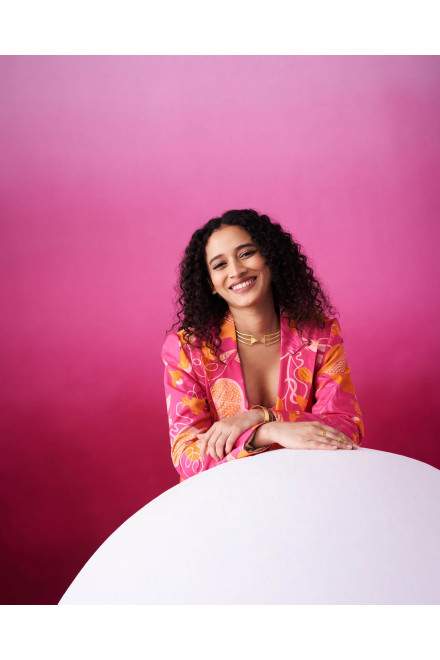 Anaar Bloom Pink Over Sized Blazer With Regular Fit Trousers