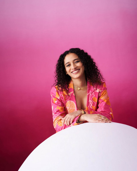 Anaar Bloom Pink Over Sized Blazer With Regular Fit Trousers