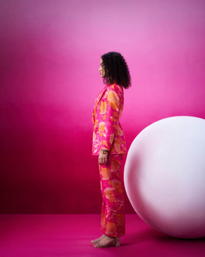 Anaar Bloom Pink Over Sized Blazer With Regular Fit Trousers