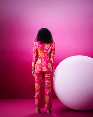 Anaar Bloom Pink Over Sized Blazer With Regular Fit Trousers
