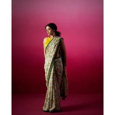 Avion Bloom Green Saree Blouse set 