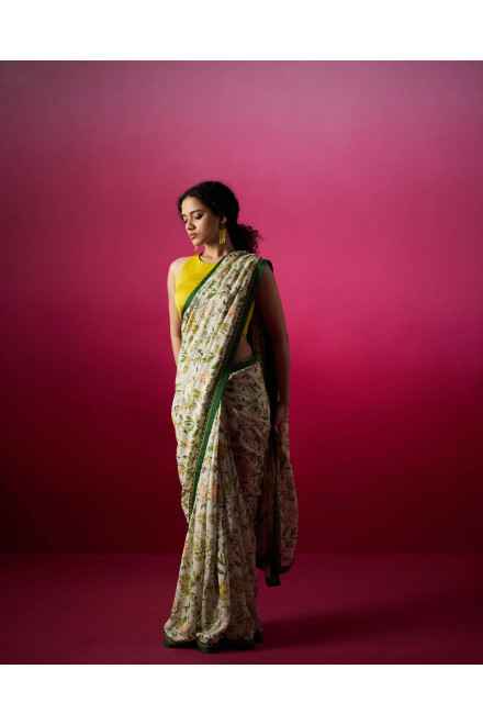 Avion Bloom Green Saree Blouse set 