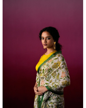 Avion Bloom Green Saree Blouse set 