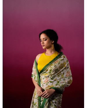 Avion Bloom Green Saree Blouse set 