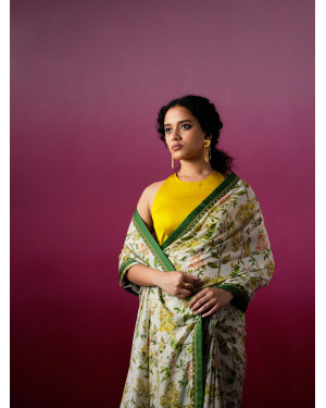 Avion Bloom Green Saree Blouse set 