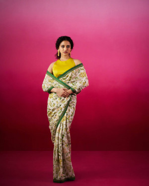 Avion Bloom Green Saree Blouse set 