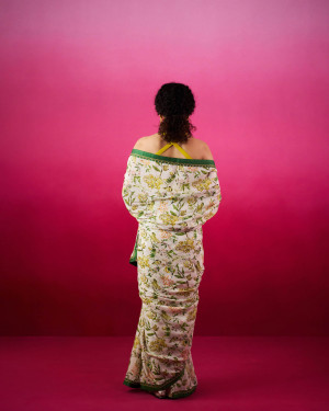 Avion Bloom Green Saree Blouse set 
