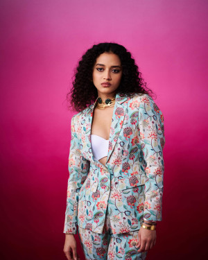 Botanical Seablue Lenin Blazer Pants Set