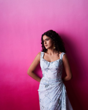Sea Blue Abstract Floral Print Corset Kaul Dress