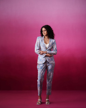 Wild Fusion Grey Colour Blazer Pants Set